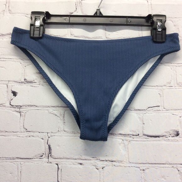 Cupshe Deep Love Tie Front Bikini Women's Size M Slate Blue Ribbed Beachy Sexy - Picture 5 of 12